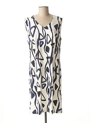 Robe mi-longue imprimé fantaisie sans manche blanc GEVANA femme