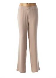Pantalon droit fermeture zippée sous rabat boutonné beige ANNE KELLY femme