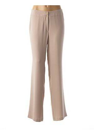 Pantalon droit fermeture zippée sous rabat boutonné beige ANNE KELLY femme