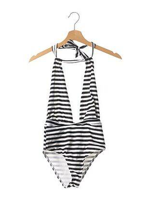 Maillot de bain 1 pièce stretch haut triangles noir SANS MARQUE femme