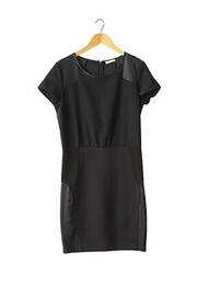 Robe mi-longue fermeture zippée au dos manches courtes noir SUPERTRASH femme