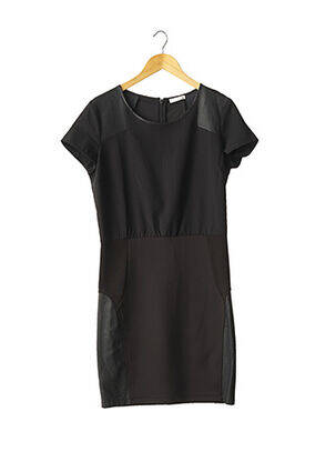Robe mi-longue fermeture zippée au dos manches courtes noir SUPERTRASH femme