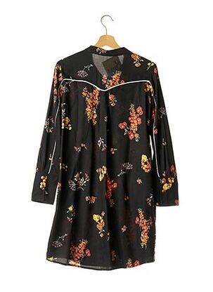 Robe mi-longue imprimé fleurs manches longues noir 8PM femme