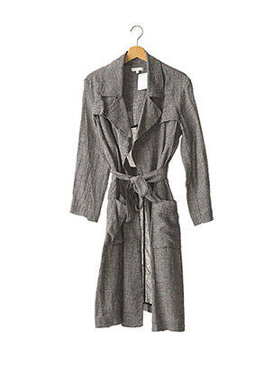Manteau long coupe cintrée sans capuche noir INTROPIA femme