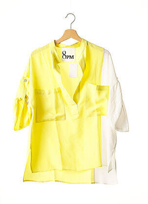 Blouse tissage crêpe manches courtes jaune 8PM femme
