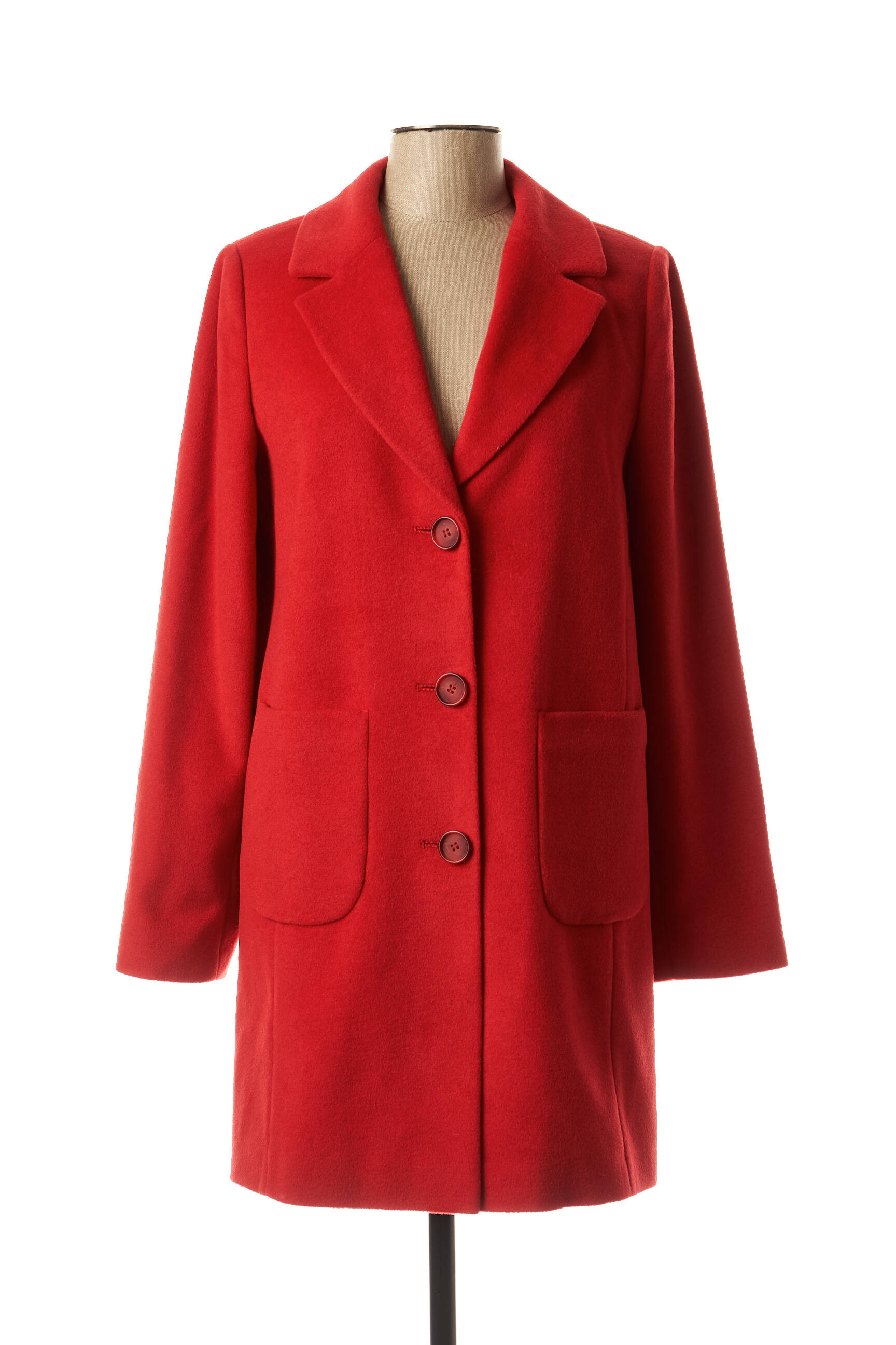 manteau femme rouge long