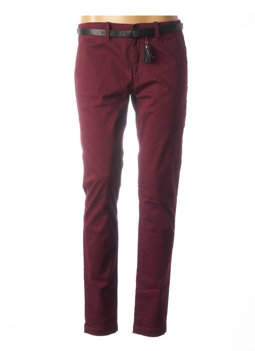 Pantalon slim broderie rivets taille basse rouge SALSA femme
