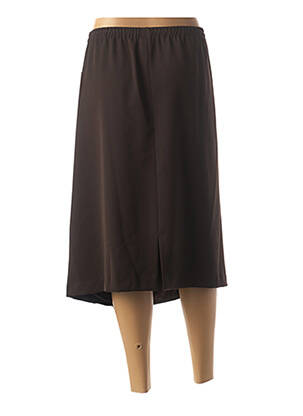 Jupe mi-longue stretch marron FRANCE RIVOIRE femme