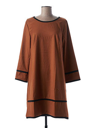 Robe mi-longue manches longues manches longues marron BLANC BOHEME femme