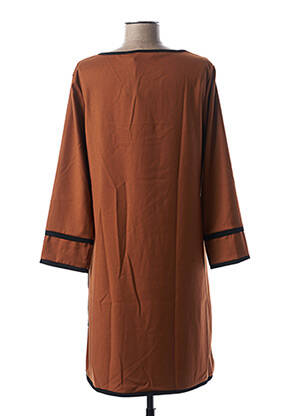 Robe mi-longue manches longues manches longues marron BLANC BOHEME femme