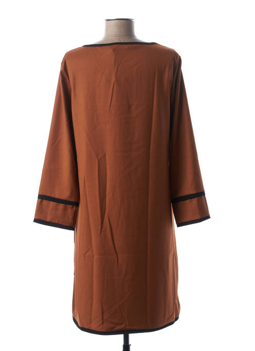 Robe mi-longue manches longues manches longues marron BLANC BOHEME femme