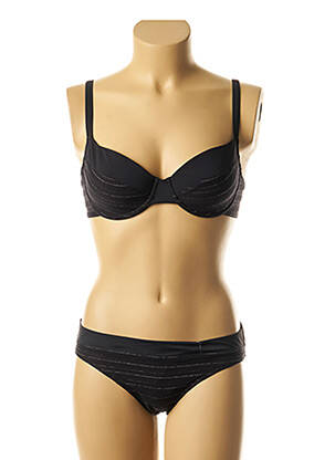 Maillot de bain 2 pièces stretch haut soutien-gorge moulé noir LOU femme