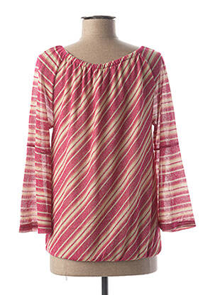 Pull coupe droite manches longues rose K-DESIGN femme