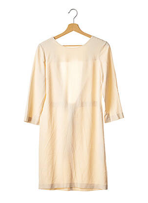 Robe mi-longue manches 3/4 manches 3/4 beige MASSIMO DUTTI femme