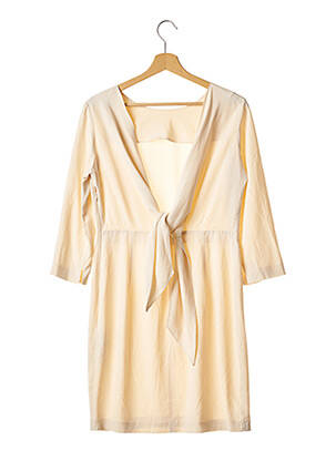 Robe mi-longue manches 3/4 manches 3/4 beige MASSIMO DUTTI femme