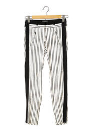 Pantalon droit fermeture zippée sous rabat avec crochet taille normale blanc MAJE femme