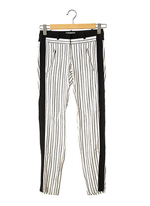 Pantalon droit fermeture zippée sous rabat avec crochet taille normale blanc MAJE femme