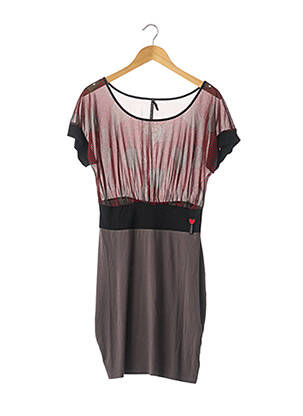 Robe mi-longue imprimé fantaisie manches courtes gris FORNARINA femme