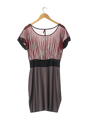 Robe mi-longue imprimé fantaisie manches courtes gris FORNARINA femme