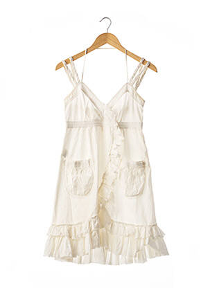 Robe courte coupe évasée fines bretelles beige ERMANNO SCERVINO femme