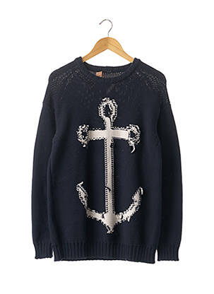 Pull finition bords-côtes manches longues bleu N°21 femme