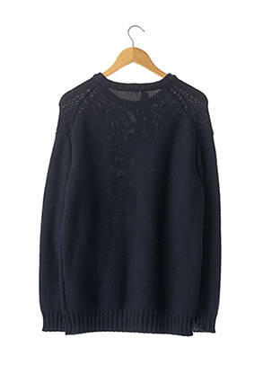 Pull finition bords-côtes manches longues bleu N°21 femme