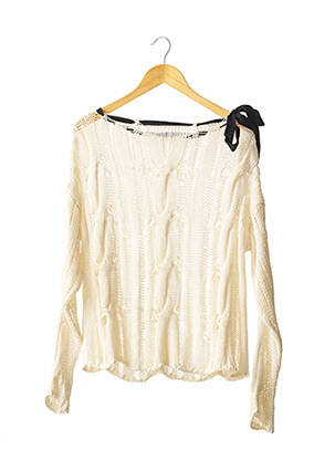 Pull maille ajourée manches longues beige JUCCA femme