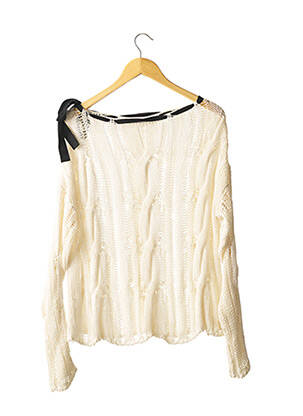 Pull maille ajourée manches longues beige JUCCA femme