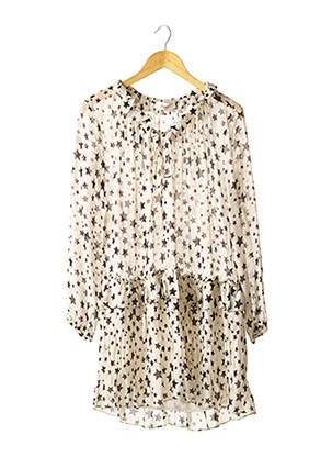 Robe mi-longue coupe fluide manches longues blanc JUCCA femme