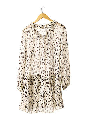 Robe mi-longue coupe fluide manches longues blanc JUCCA femme