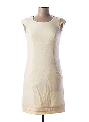 Robe courte fermeture zippée au dos manches courtes beige TEENFLO femme