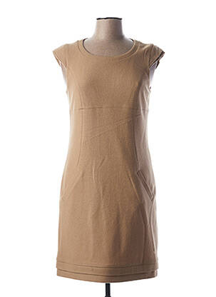 Robe courte fermeture zippée au dos manches courtes marron TEENFLO femme