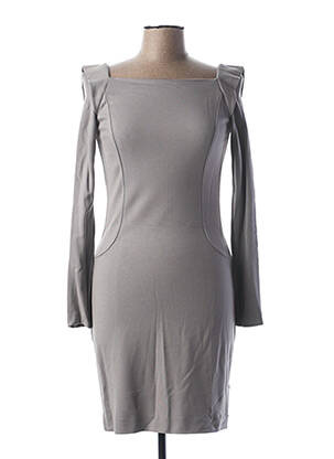Robe courte fermeture zippée au dos manches longues gris TEENFLO femme