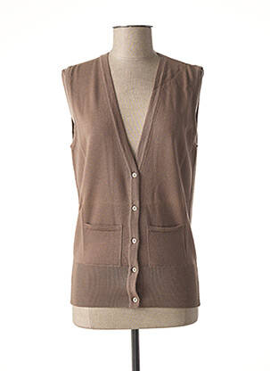 Gilet sans manche poches marron STEFAN GREEN femme