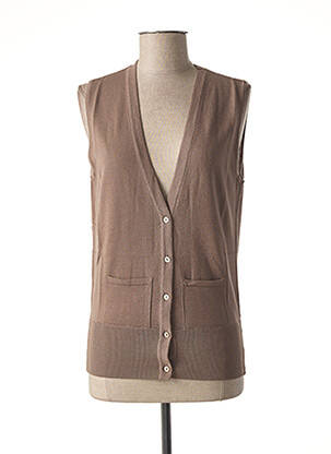 Gilet sans manche poches marron STEFAN GREEN femme