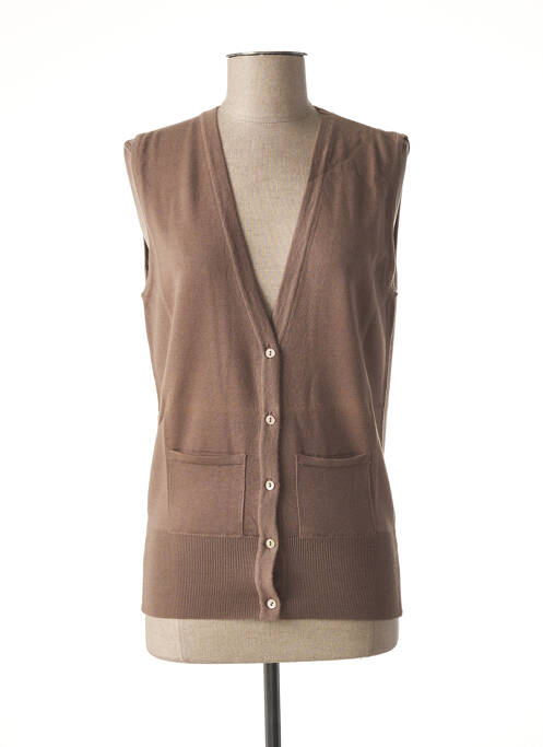 Gilet sans manche poches marron STEFAN GREEN femme