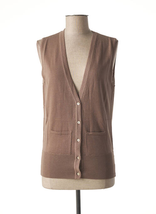 Gilet sans manche poches marron STEFAN GREEN femme