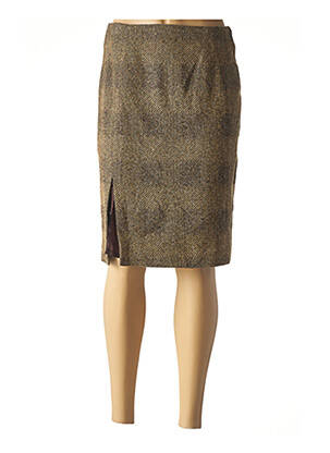 Jupe mi-longue coupe droite marron TF ATELIER femme