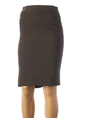 Jupe mi-longue coupe droite marron TEENFLO femme