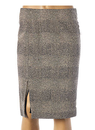 Jupe mi-longue fermeture zip latéral gris TF ATELIER femme