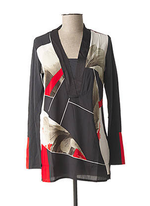 Tunique manches longues tissage crêpe gris MISS CAPTAIN femme