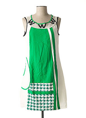 Robe mi-longue imprimé fantaisie sans manche vert L33 femme