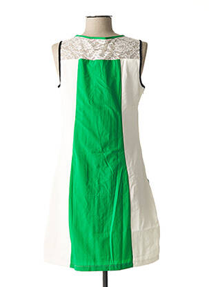 Robe mi-longue imprimé fantaisie sans manche vert L33 femme