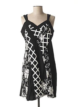 Robe courte col v fines bretelles noir VIRGINIE & MOI femme