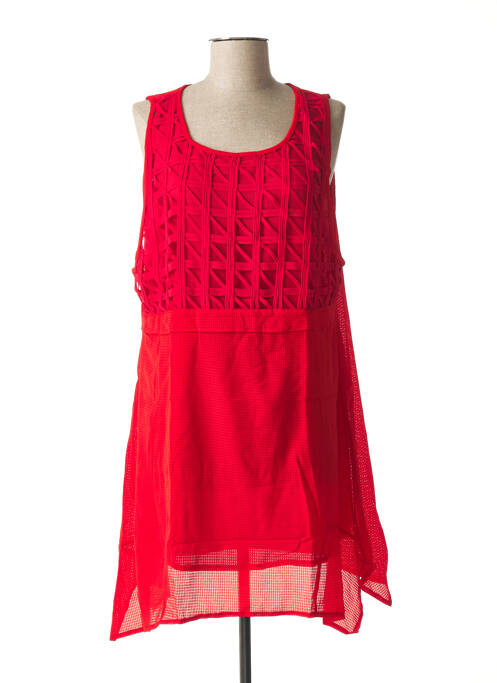 Robe mi-longue tissage crêpe sans manche rouge VIRGINIE & MOI femme
