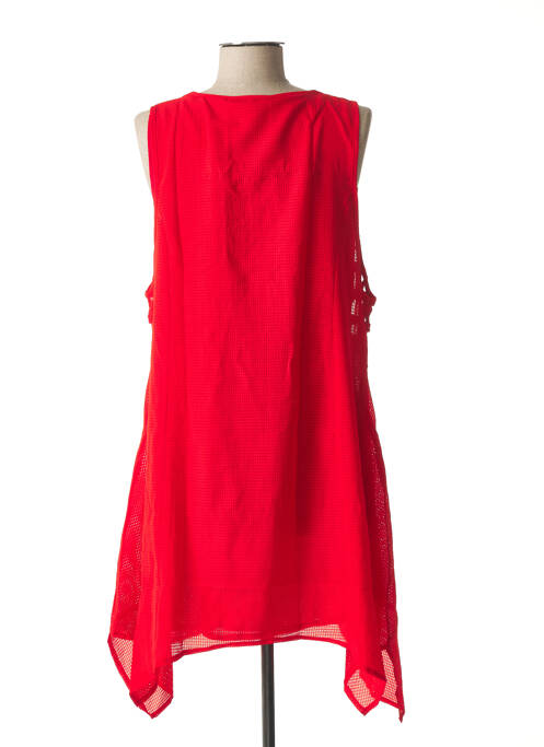 Robe mi-longue tissage crêpe sans manche rouge VIRGINIE & MOI femme