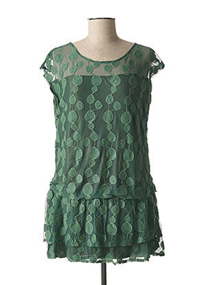 Tunique manches courtes col rond vert L33 femme