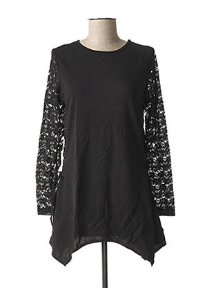 Tunique manches longues col rond noir L33 femme