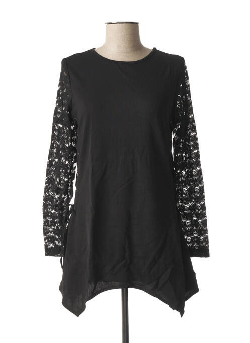Tunique manches longues col rond noir L33 femme