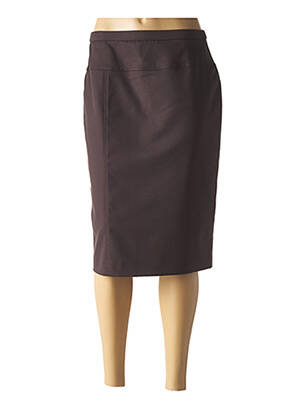 Jupe mi-longue coupe droite marron PAUPORTÉ femme